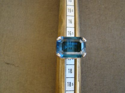 vintage zilveren ring blauwe glassteen maat 17,25 - Afbeelding 8