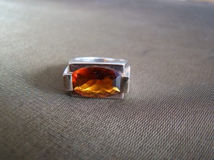 zilveren design ring rood-oranje citrien maat 15,75 - Afbeelding 3