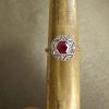 antieke 22 kt wit geel gouden ring robijn roosdiamant 0,12 ct maat 20 - Afbeelding 8