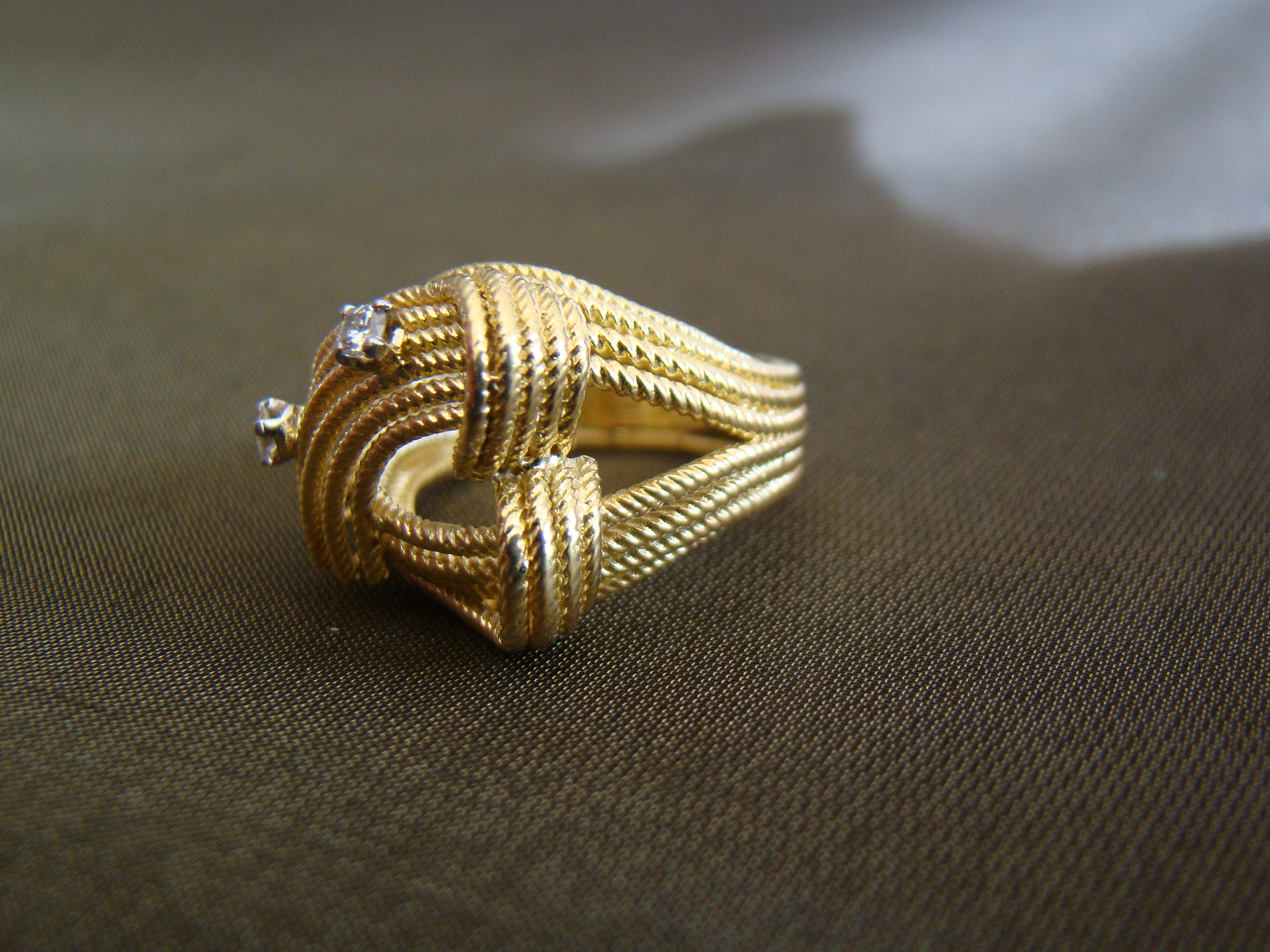 vintage 18 kt geel gouden gordel ring 2 briljantjes 0,10 ct 10,6 gr maat 17,75 - Afbeelding 4