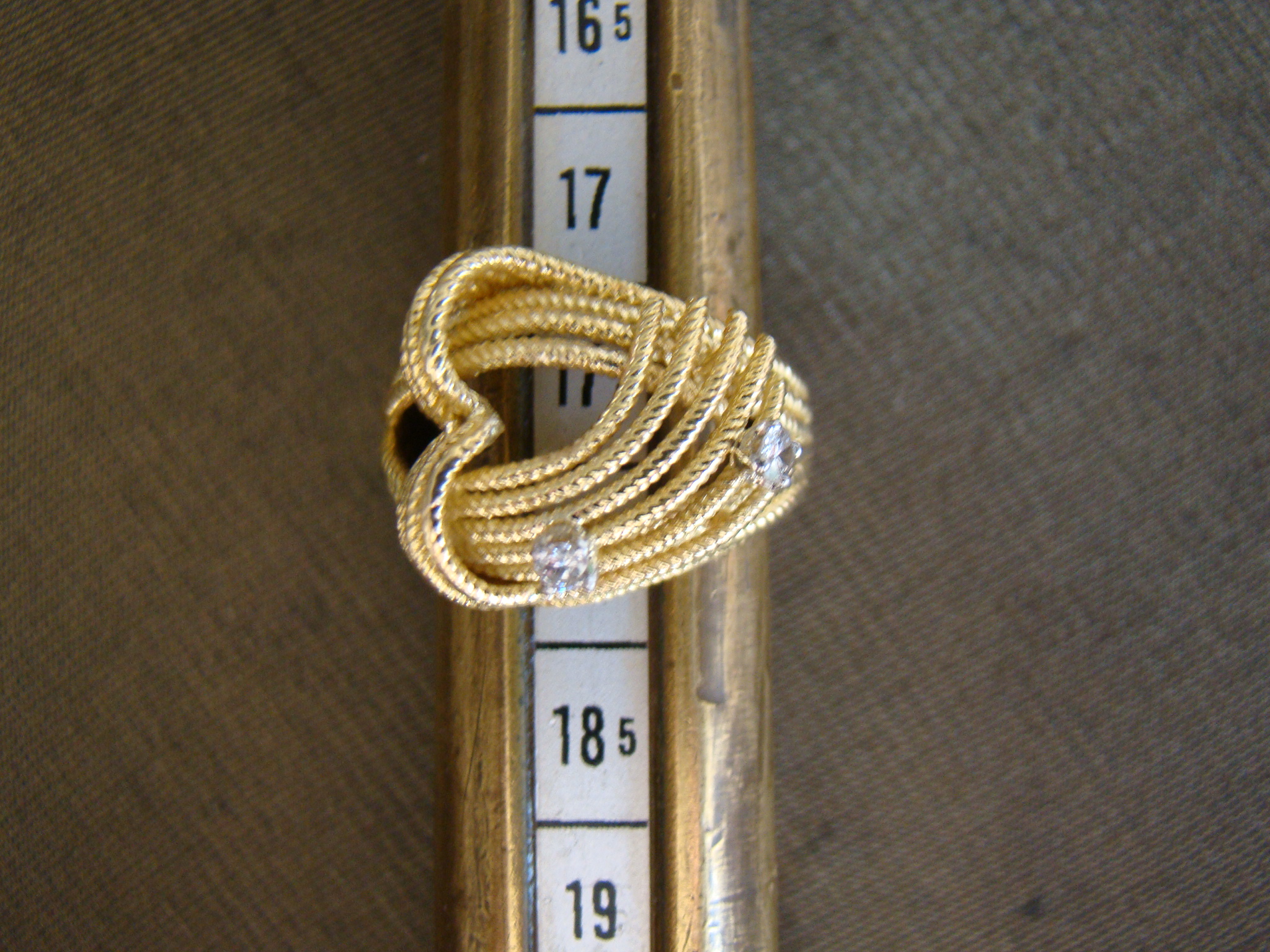 vintage 18 kt geel gouden gordel ring 2 briljantjes 0,10 ct 10,6 gr maat 17,75 - Afbeelding 9
