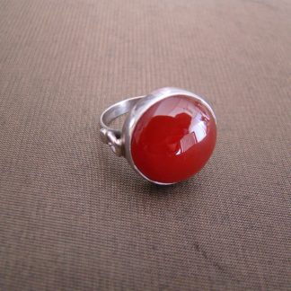 oude zilveren ring ronde carneool maat 18,5