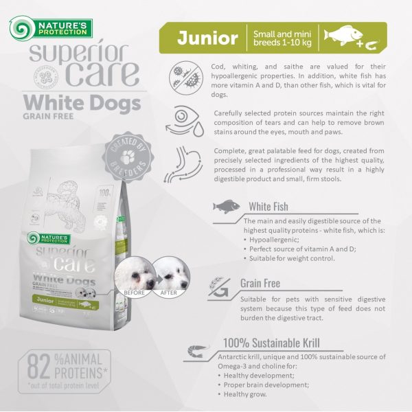 NATURES PROTECTION Superior Care White Dogs Grain Free White Fish Junior Small and Mini Breeds 17 kg - Bild 4