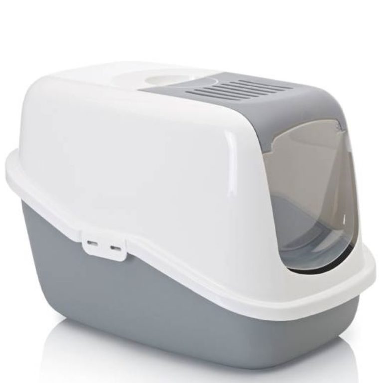 SAVIC Nestor Cat Litter Box Kattlådehus Grå/Vit 56x39x38cm MittZoo.se