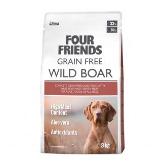 FOUR FRIENDS Dog Grain-Free Wild Boar 3 kg - spannmålsfritt hundfoder med  vildsvinskött - MittZoo.se