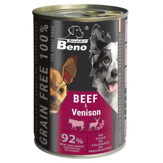 Super Beno Dog Grain Free Chunks with Beef and Venison in Sauce 415g - 92% kött