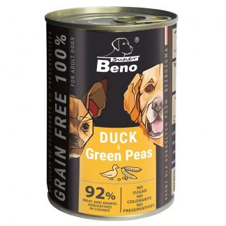 Super Beno Dog Grain Free Chunks with Duck and Green Peas in Sauce 415g - 92% kött