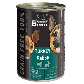 Super Beno Dog Grain Free Chunks with Turkey and Rabbit in Sauce 415g - 92% kött