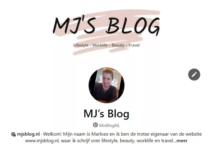 Pinterest account MJ's Blog