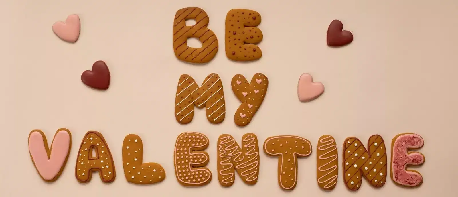 Phrase arranged from cookies with frosting