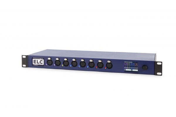 ELC dmx control and distribution and network equipment. dmXLAN nodeGBx 8. DMX over IP, Artnet, sACN and Shownet protocols.