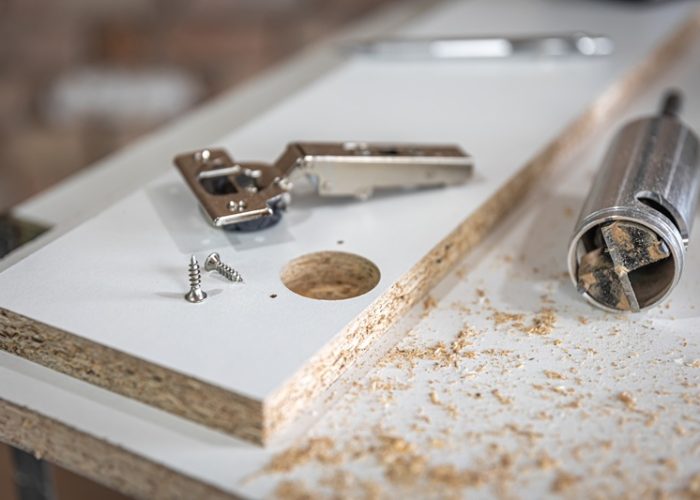 close up of self tapping screw, wood screw in craft.