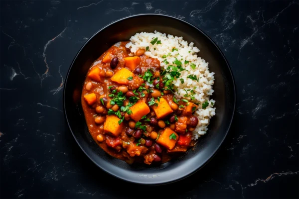 Aduki Bean & Pumpkin Stew with Cauliflower Rice