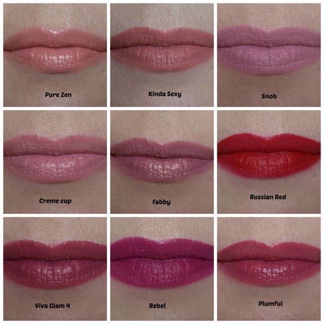 MAC-lipstickcollectie lip swatches