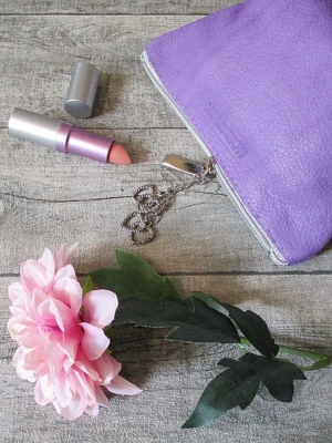 Kosmetiktasche Glamour lavendel-silber ecopell-Öko-Rindsleder-Nappaleder