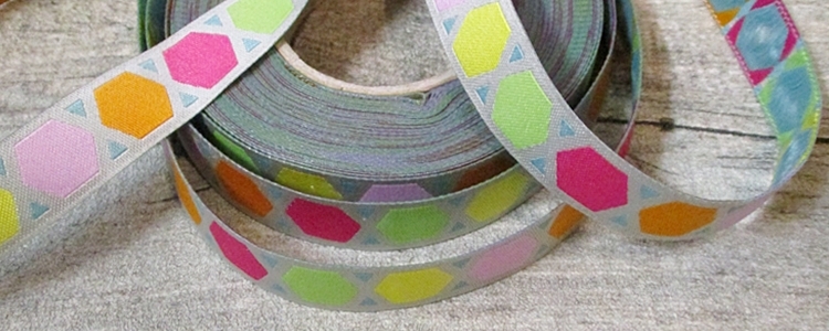 Webband Zierband GEOMETRIC farbenmix 2015 grau bunt 15 mm Polyester - MONDSPINNE