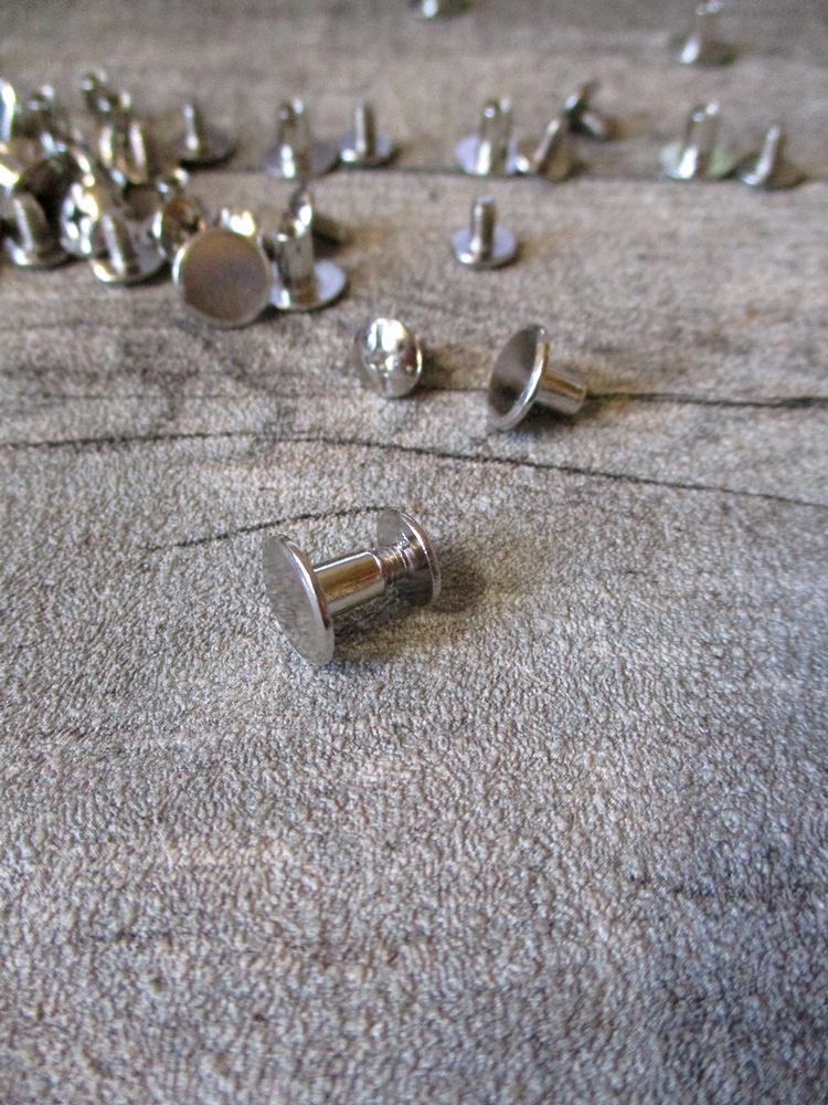 1 Gürtelschraube/ Buchschraube rund & flach (silber) 10x6 mm, aus Metall
