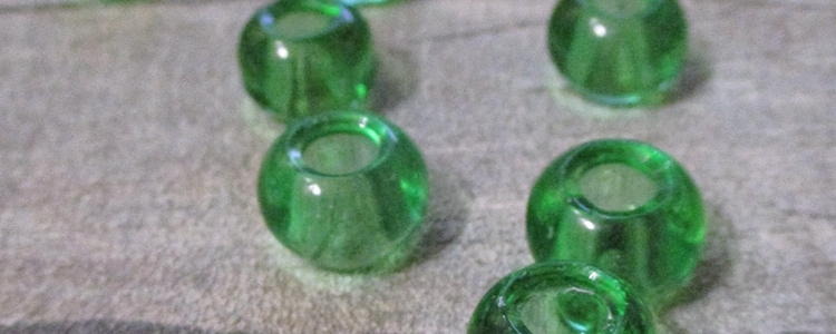 Glasperlen Glaskugeln Großlochperlen hellgrün 14x10 mm Lochgröße 5,5 mm - MONDSPINNE