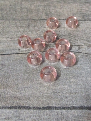 Glasperlen Glaskugeln Großlochperlen rosa 14x10 mm Lochgröße 5,5 mm - MONDSPINNE