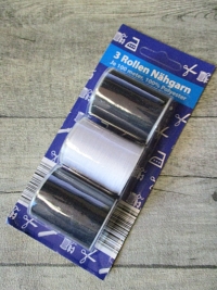 Nähgarn Garn schwarz weiß Polyester 100m 3 Rollen Set - MONDSPINNE