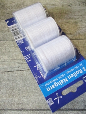 Nähgarn Garn weiß Polyester 100m 3 Rollen Set - MONDSPINNE