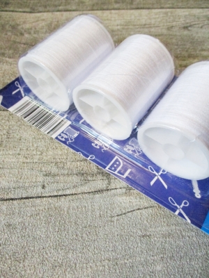 Nähgarn Garn weiß Polyester 100m 3 Rollen Set - MONDSPINNE