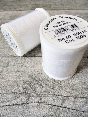 Nähmaschinengarn Garn Nähgarn fil à coudre Obergarn Gütermann weiß 500m Ne 50 Baumwolle sewing thread - MONDSPINNE