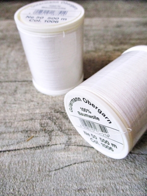 Garn Nähgarn fil à coudre Obergarn Gütermann weiß 500m Ne 50 Baumwolle sewing thread - MONDSPINNE