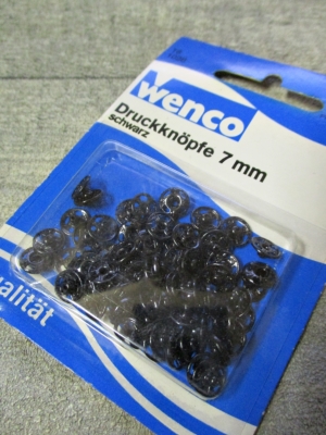 Druckknöpfe 7 mm schwarz Metall 32 Stück Wenco