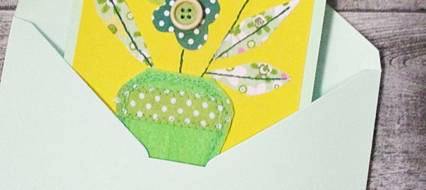 Grußkarte Klappkarte Blumenstrauß gelb-hellgrün - MONDSPINNE