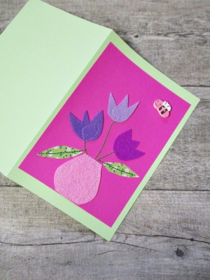 Grußkarte Klappkarte Tulpen pink-mint - MONDSPINNE