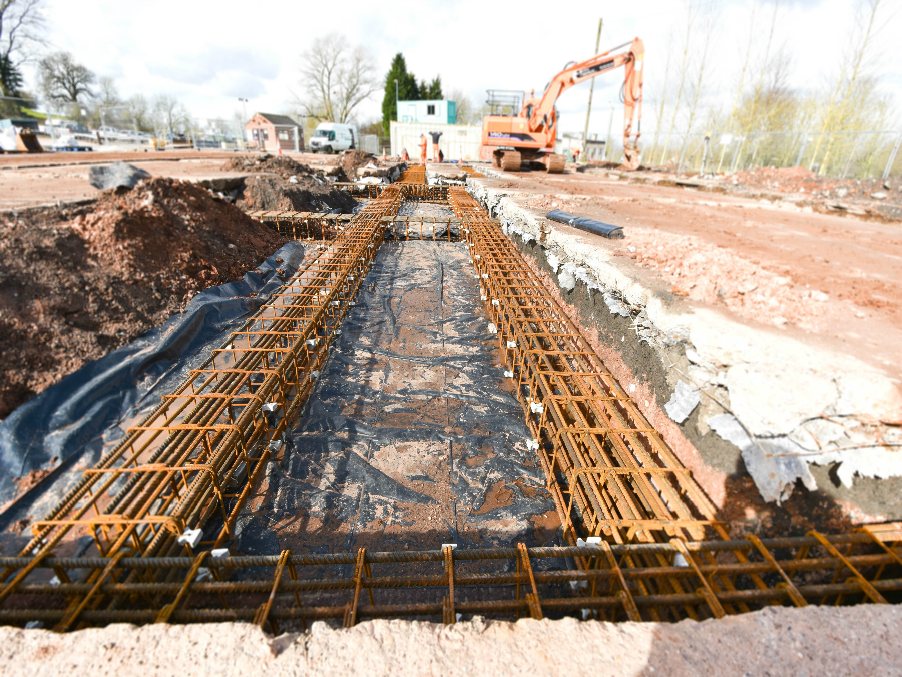 Wide angle image of steel cages