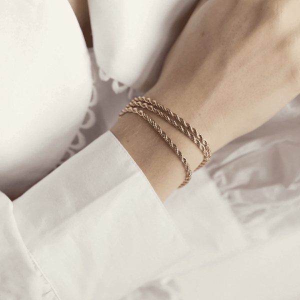 woman wearing the Cassandre Bracelet by Agape Studio