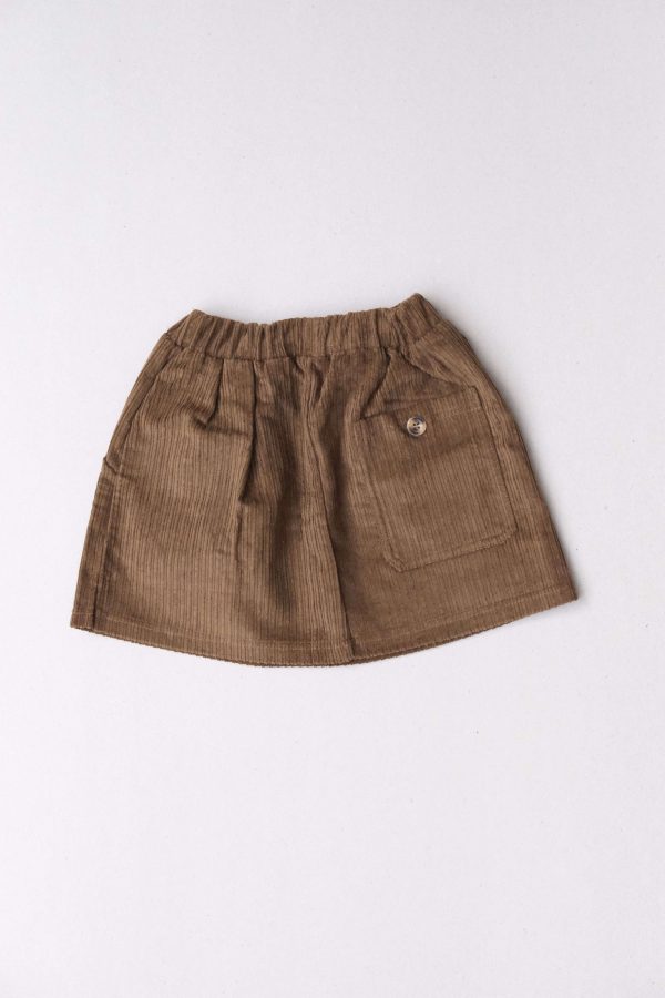 flatlay of the Barney Skirt in Brown by the brand Alfred