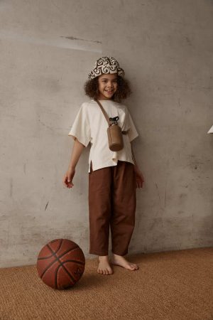 boy wearing the Boris Pants in Chocolate by the brand Alfred