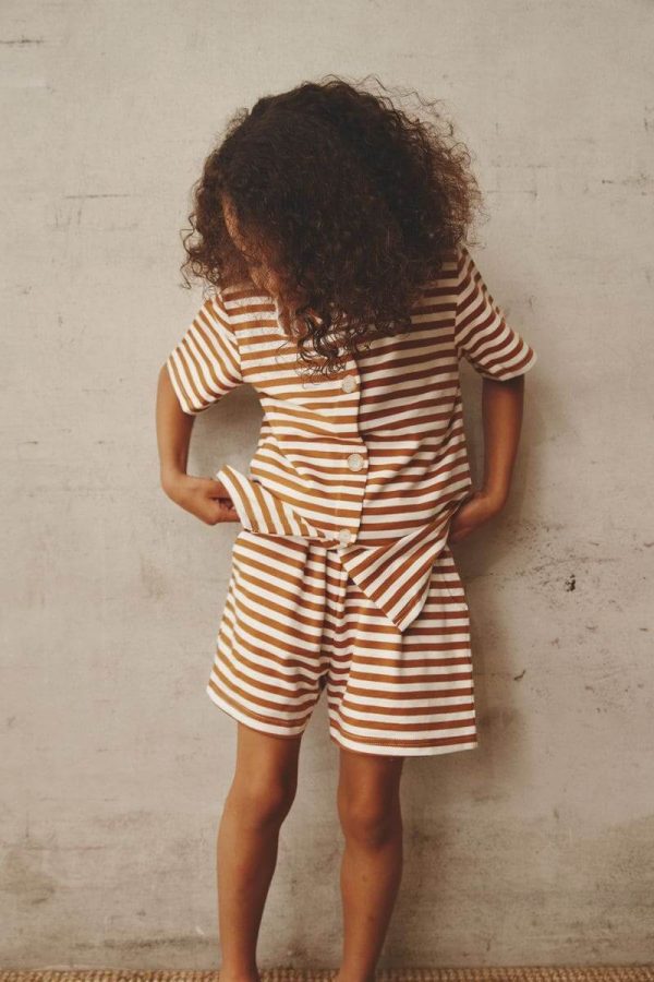 girl wearing the Lucia Shirt & Shorts in Chocolate by the brand Alfred