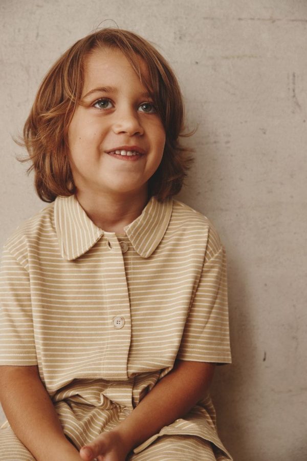 boy wearing the Theodore Shirt & Shorts in Cream by the brand Alfred