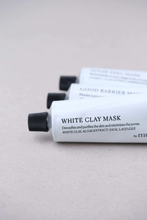 the three variations of masks of By Mukk with a focus on the White Clay Mask