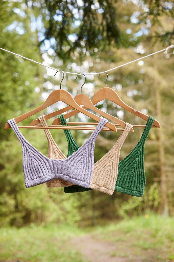 the knitted Pieva Bralette in Fern Green by The Knotty Ones on morsel-store.com