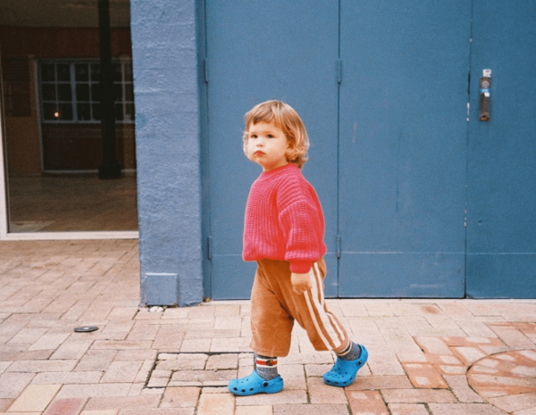 the chunky pullover in berry by the brand Summer and Storm