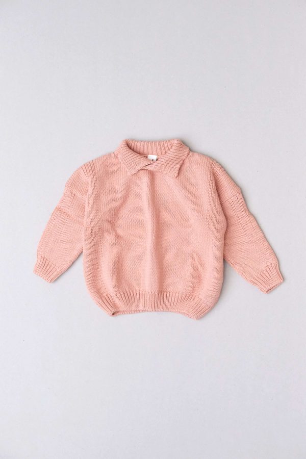 flatlay of the collared knit in coral by the brand Summer and Storm