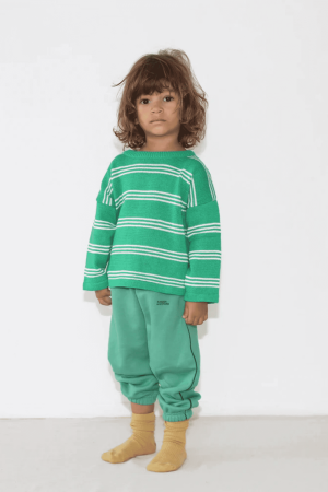 the Knitted Pullover in Emerald Stripe by the brand Summer and Storm