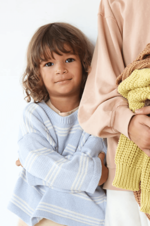 the Knitted Pullover in Powder Blue by the brand Summer and Storm