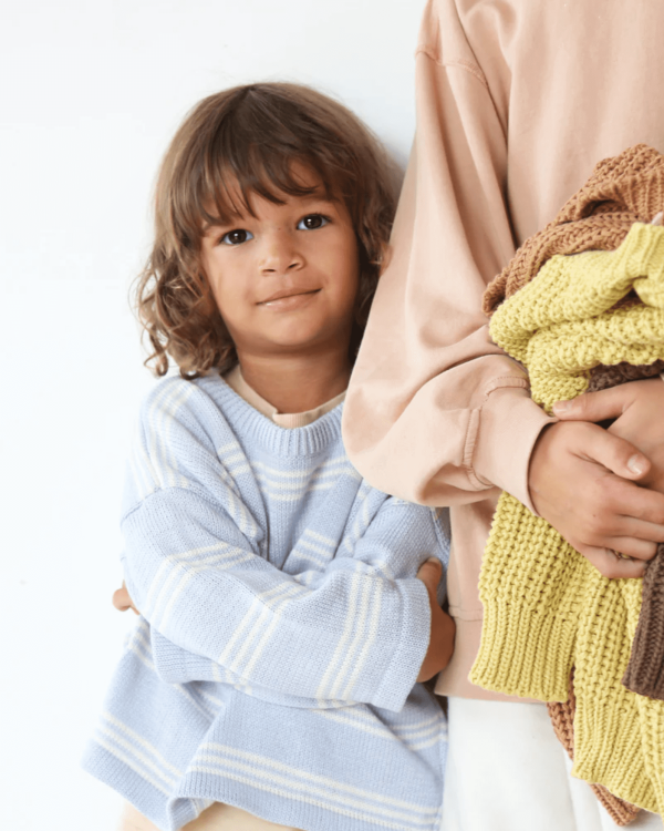 the Knitted Pullover in Powder Blue by the brand Summer and Storm