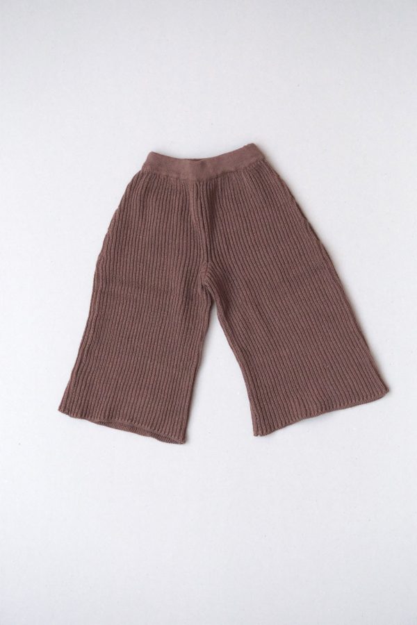 the wide knit pants in coco by the brand Summer and Storm