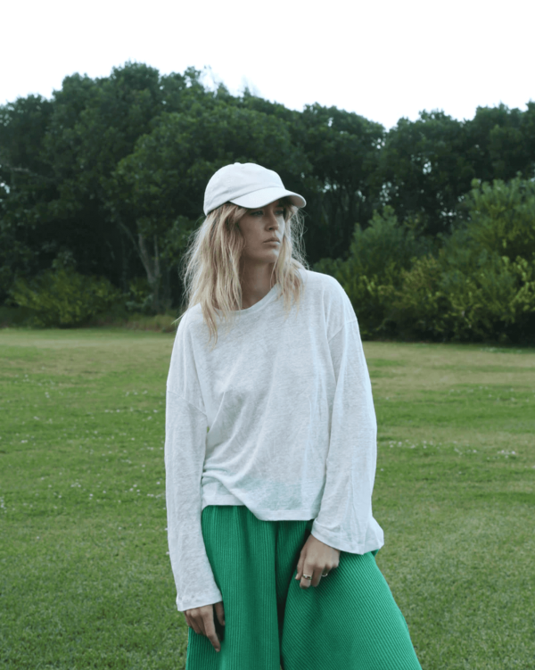 the Wide Knit Pants in Emerald by the brand Summer and Storm