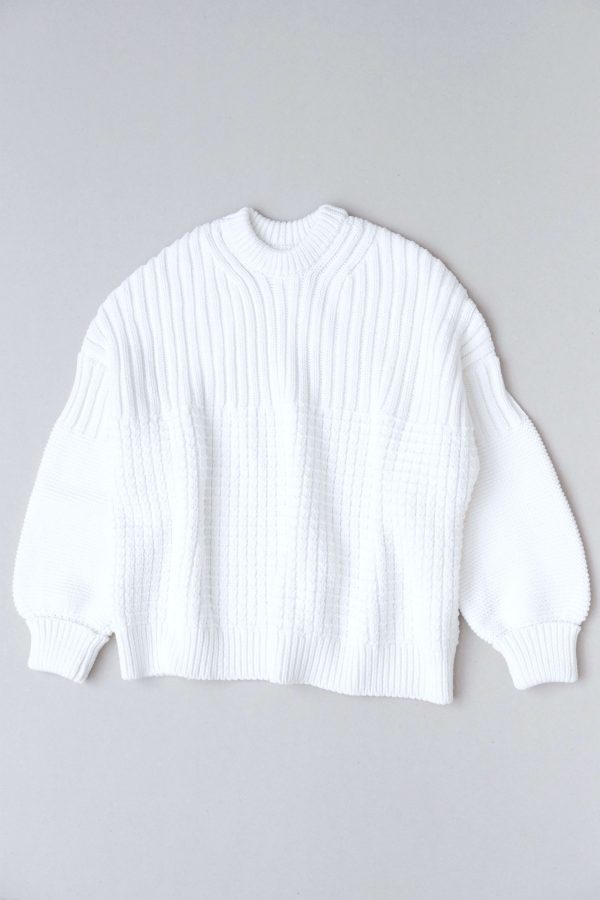 the Delcia Sweater in Off-White by the brand The Knotty Ones