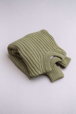 the Delcia Sweater in Olive by the brand The Knotty Ones