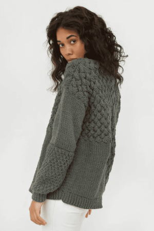 the Heartbreaker Sweater in Moss Green by the brand The Knotty Ones