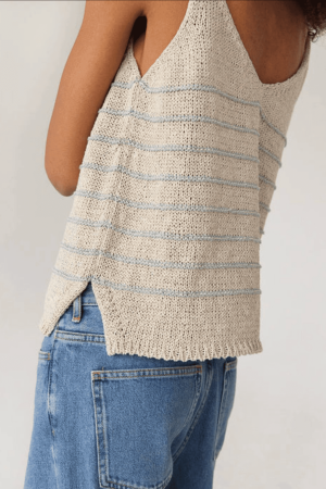 the Neringa Top in Natural Linen by the brand The Knotty Ones